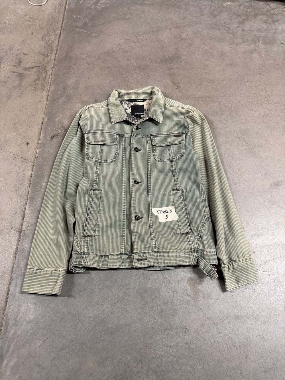 Ambiguous Vintage Hickory Stripe Denim Trucker Jacket Size Small